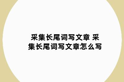采集长尾词写文章 采集长尾词写文章怎么写